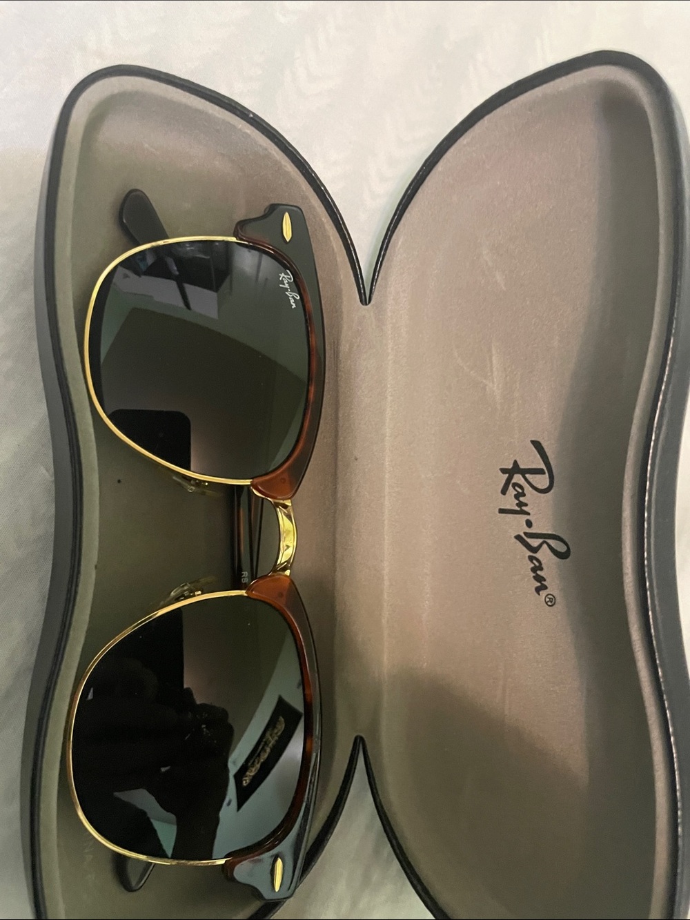 Ray-Ban Men’s Tortoise & Gold Sunglasses - Green Lenses